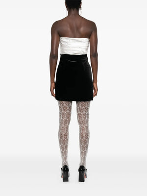 bow-detailed velour mini dress
