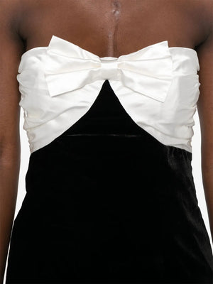 bow-detailed velour mini dress