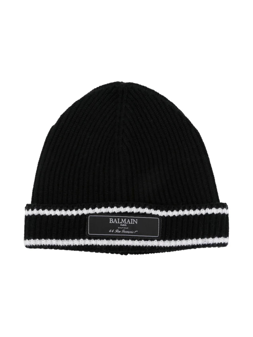 logo-patch ribbed beanie