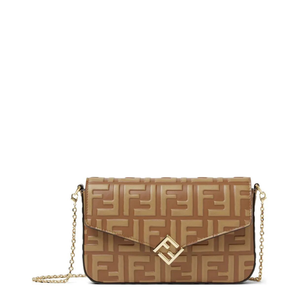 FF Diamonds Wallet On Chain Leather Brown