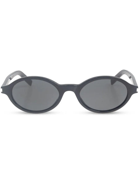 tinted oval-framed sunglasses