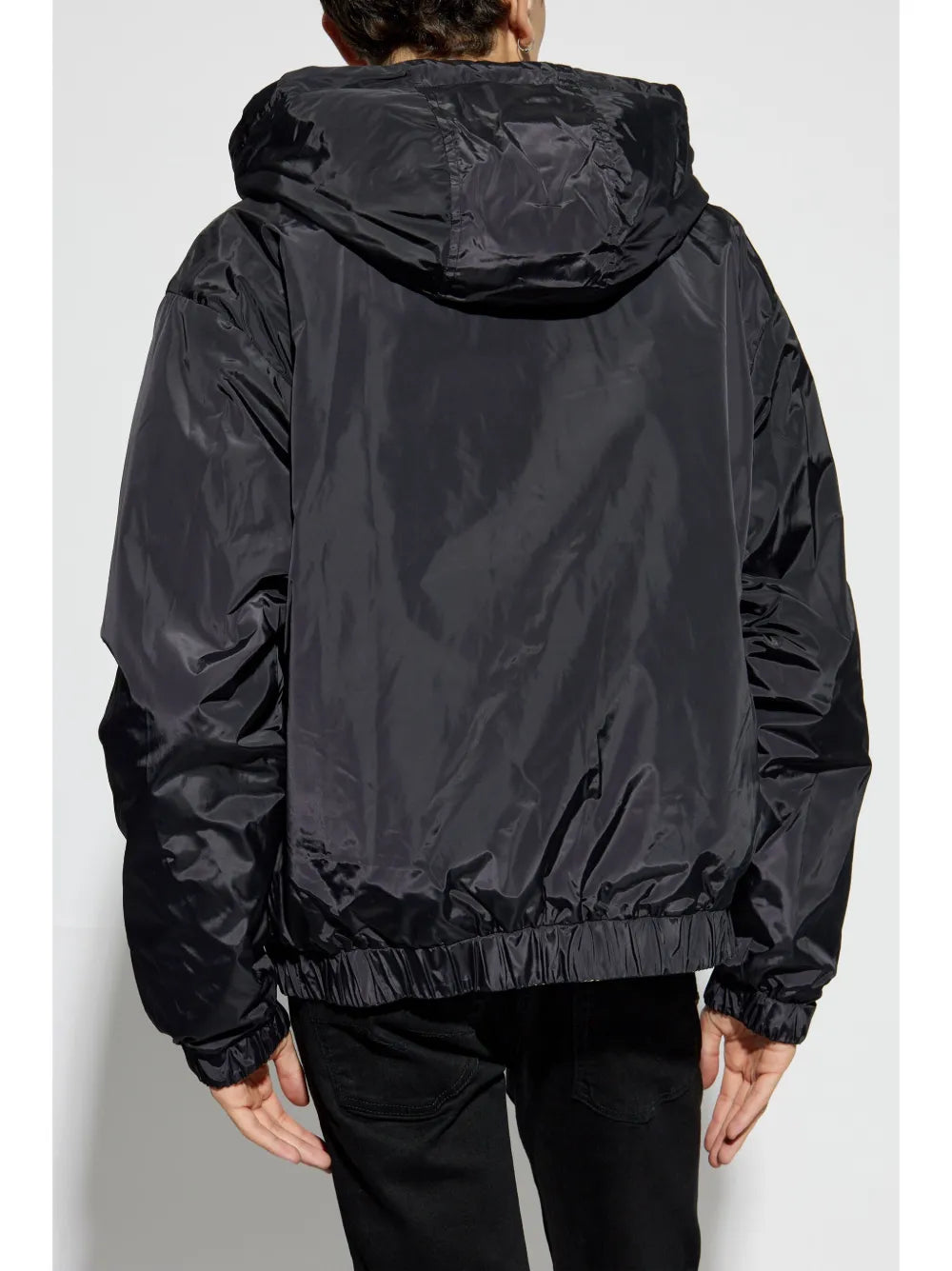 reversible chain-print hooded jacket