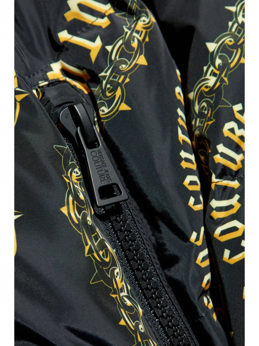 reversible chain-print hooded jacket