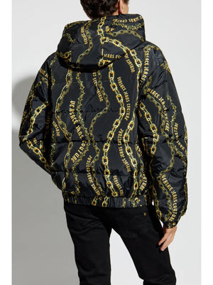 reversible chain-print hooded jacket