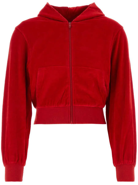 rhinestone-logo zipped Hoodie