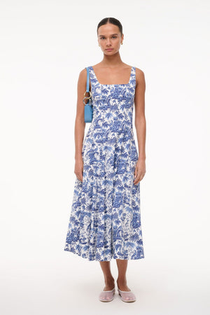 WELLS DRESS BLUE TOILE