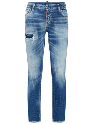 distressed-effect jeans
