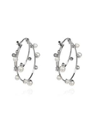 pearl-embellished hoop earrings