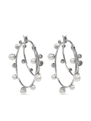 pearl-embellished hoop earrings