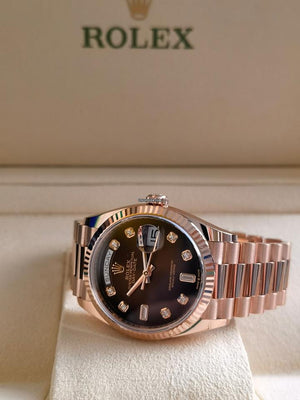 Rolex | Day-Date | 128235-0038 | Rose gold | 36 x 43 mm | Rose gold | Brown | Automatic