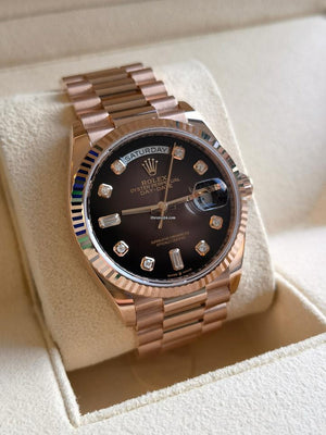 Rolex | Day-Date | 128235-0038 | Rose gold | 36 x 43 mm | Rose gold | Brown | Automatic