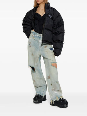 logo-embroidered puffer jacket