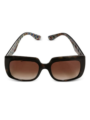 print-pattern square-frame sunglasses