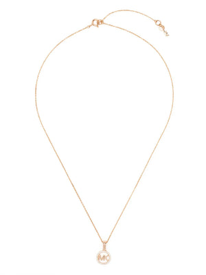 Pavé logo-charm necklace