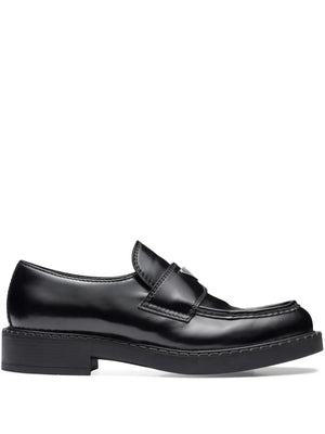 Chocolate brushed-leather loafers