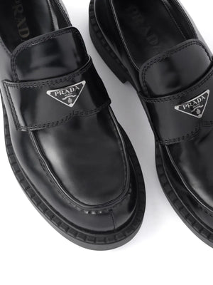 Chocolate brushed-leather loafers