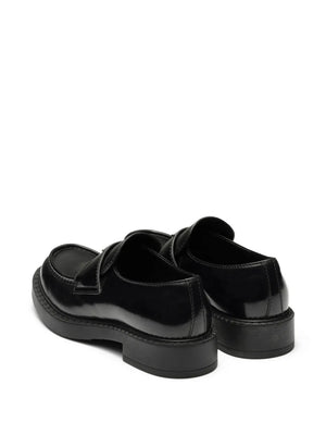 Chocolate brushed-leather loafers