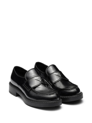 Chocolate brushed-leather loafers