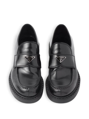 Chocolate brushed-leather loafers