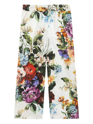 floral-print cotton trousers