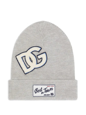 logo-patch ribbed beanie