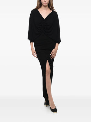 v-neck draped dress