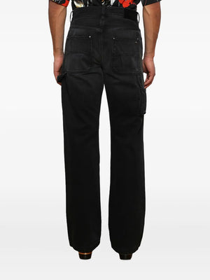embossed-panel carpenter jeans