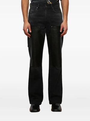embossed-panel carpenter jeans