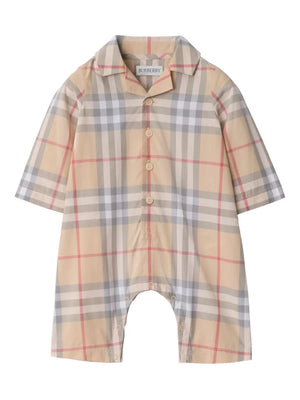 checked cotton romper