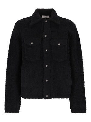 textured button-fastening shirt jacket