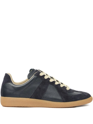 suede and leather lace-up sneakers