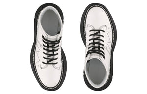 Alexander Mcqueen Tread Slick Lace Up Boot Ivory Black (Women'S)