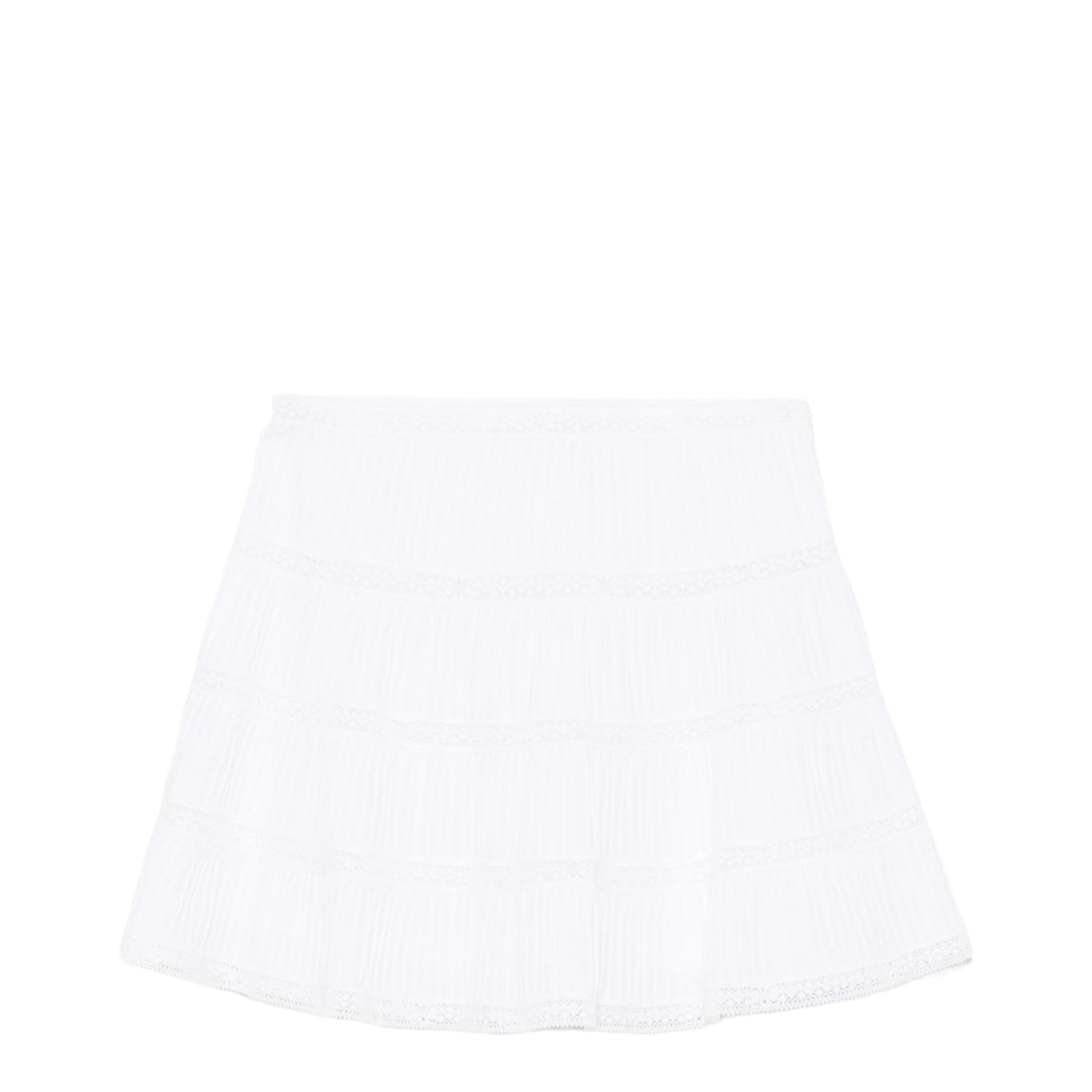 Mini Skirt with Embroidered Trims in Batiste Cotton