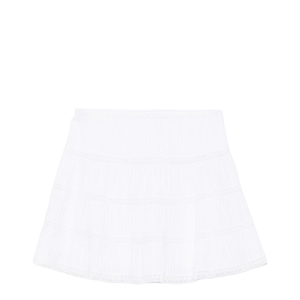 Mini Skirt with Embroidered Trims in Batiste Cotton