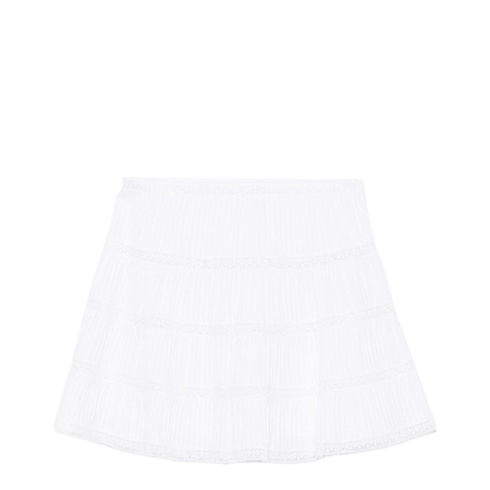 Mini Skirt with Embroidered Trims in Batiste Cotton