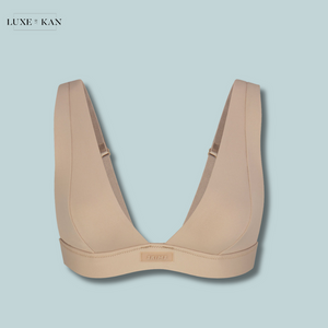 SKIMS Plunge-neck brand-patch recycled stretch-nylon bikini top