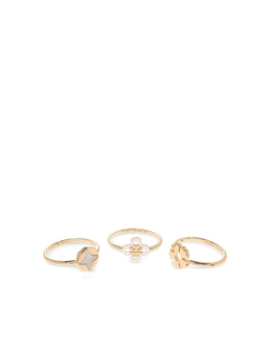 charm-embellished ring (set of three)
