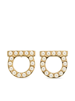 Gold metal Gancini earrings
