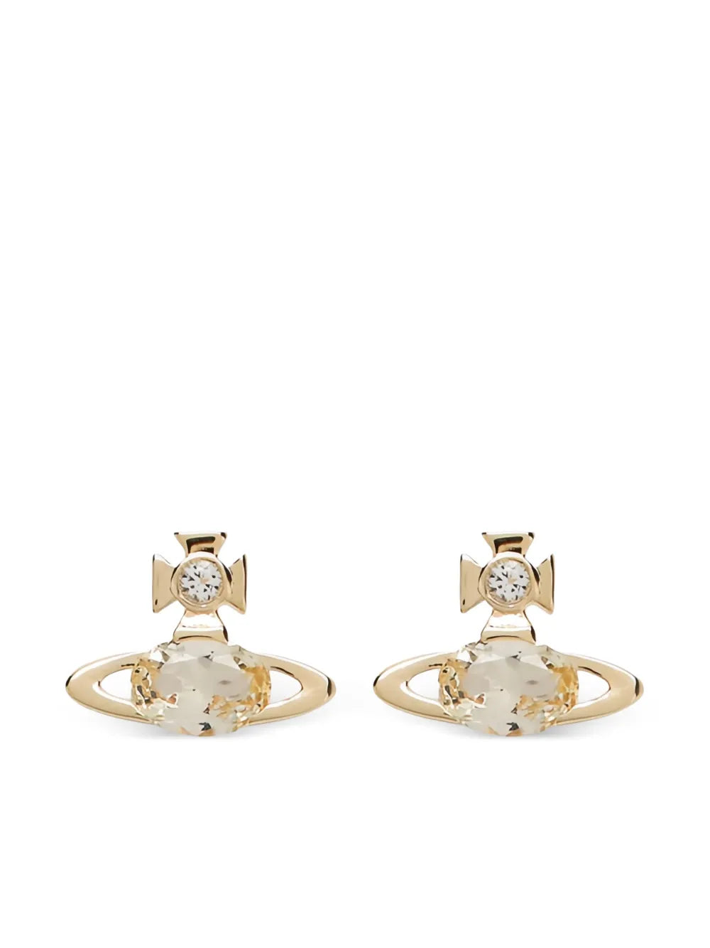 gold brass crystal earrings
