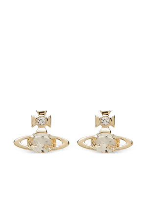 gold brass crystal earrings