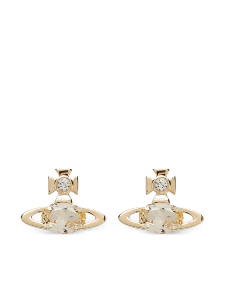 gold brass crystal earrings