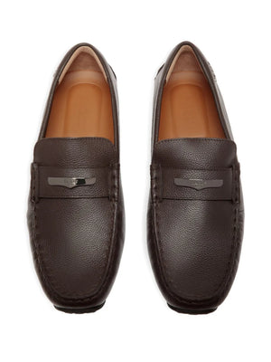 embossed leather loafers