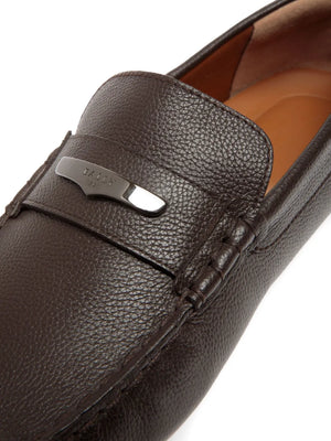 embossed leather loafers