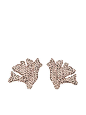 Coral rhinestone-embellished clip-on earrings