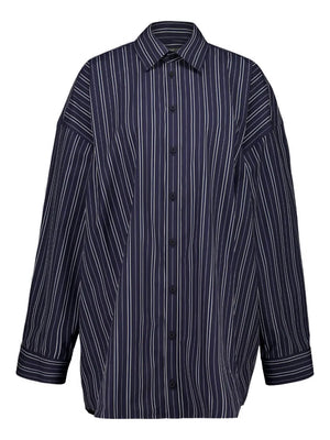 stripe cotton mini shirt dress