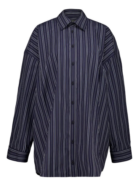 stripe cotton mini shirt dress