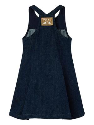 embroidered pocket denim dress