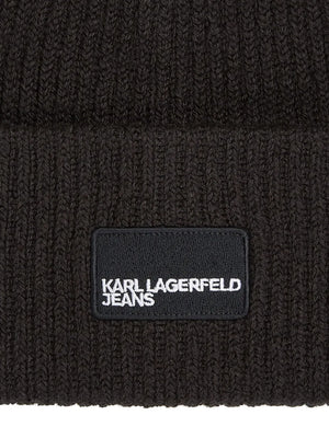 logo-patch ribbed beanie