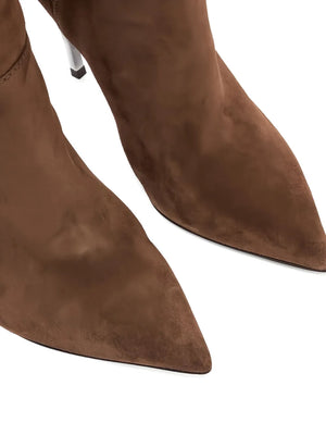 100MM metallic-heel suede over-the-knee boots