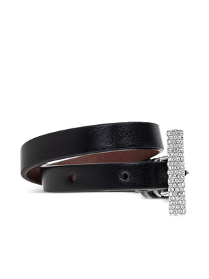 rhinestone-embellished leather bracelet